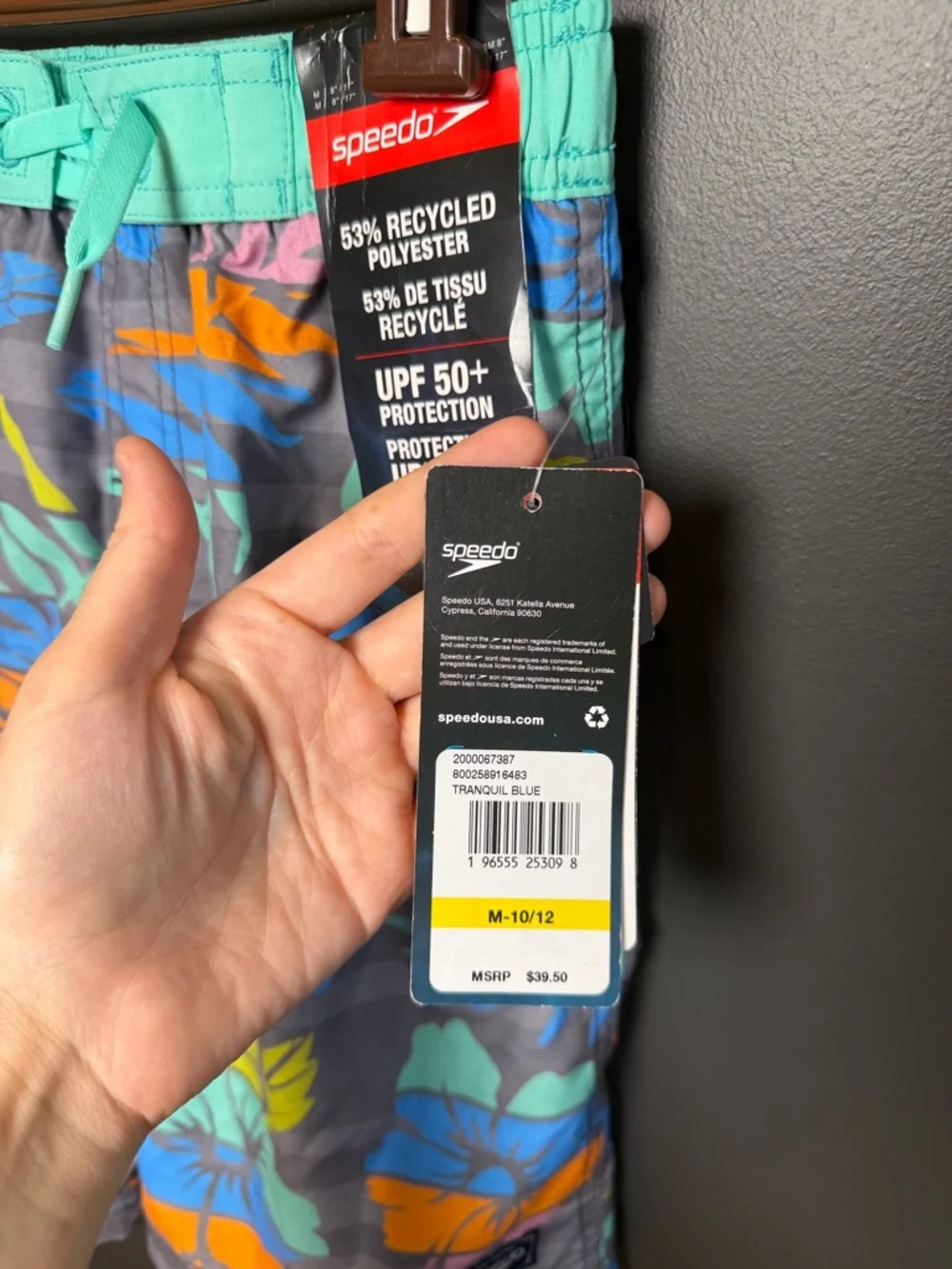 Speedo Swim Trunks | Size Boys Med 10/12 Tropical Floral UPF 50+ Swim Shorts NWT